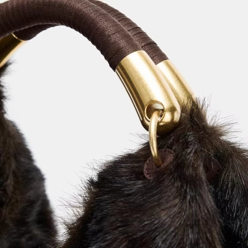 MAXI FAUX FUR BAG, Fuzzy Fur Fluffy Large Handbag, Women's Fashionable Tote Bag, Elegant Ladies Luxury Designer Shoulder Bags