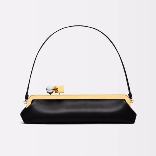 The Salon clutch bag with Removable Shoulder Strap, Women's Fashionable Baguette Bag, Luxury Designer Clip Handbag Purses for Ladies