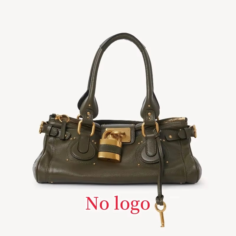 PADDINGTON BAG Vintage Lock Buckle Designer Tote Bag,Classic Large Capacity Commuting Shoulder Bag, Fashionable East West Top Handle Handbag