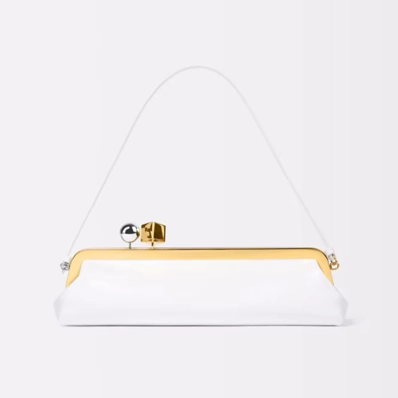 The Salon clutch bag with Removable Shoulder Strap, Women's Fashionable Baguette Bag, Luxury Designer Clip Handbag Purses for Ladies