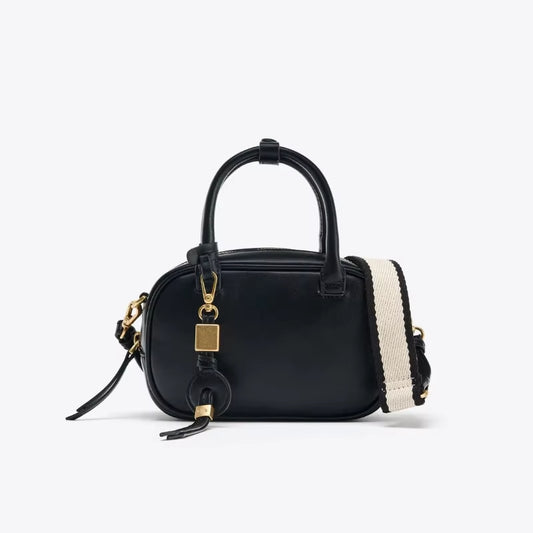 MINI TOPSTITCHED BAG, Wide Strap Women's Vintage Crossbody Bag, Ladies Luxury Design Handbags, Solid Color Small Shoulder Bag