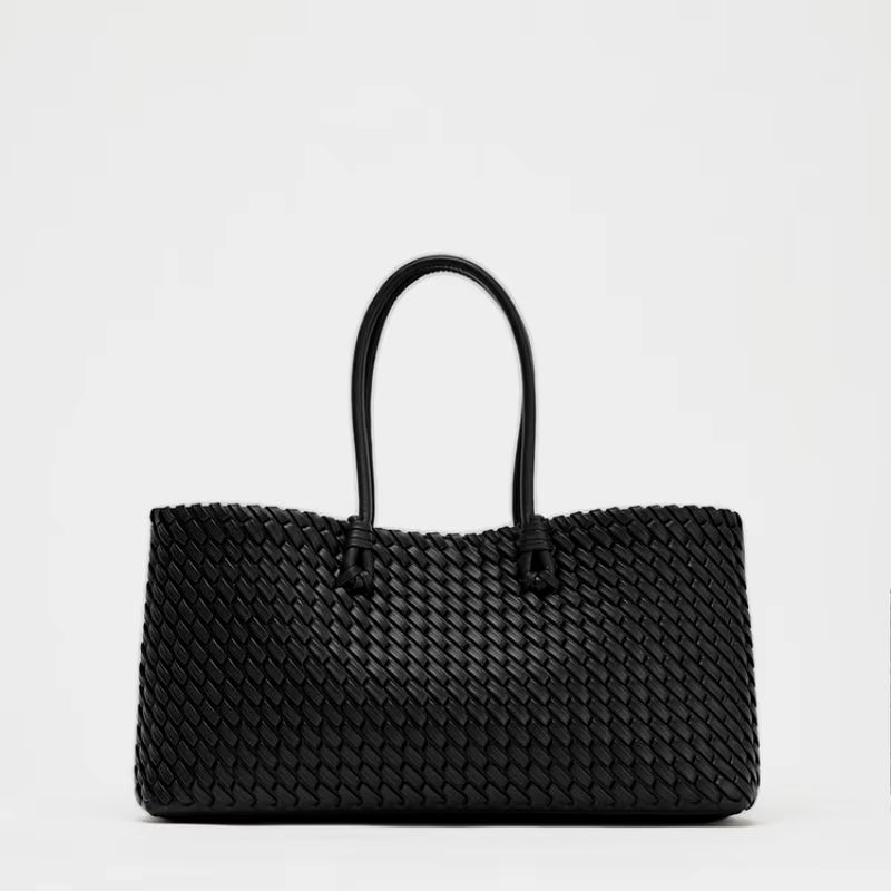 ELONGATED WOVEN SHOPPER BAG Fashionable Top Handle Tote Bag, Women's Shoulder Handbags Luxury Design for Everyday Style