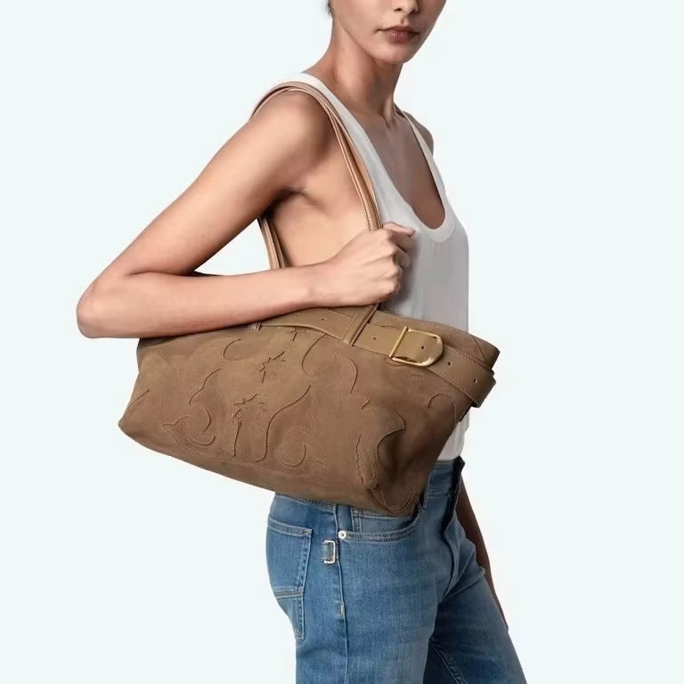 Suede Shopper Bag for Women, Fashion Top Handle Tote Bag for Ladies, Women's Shoulder Handbags Luxury Design for Everyday Style