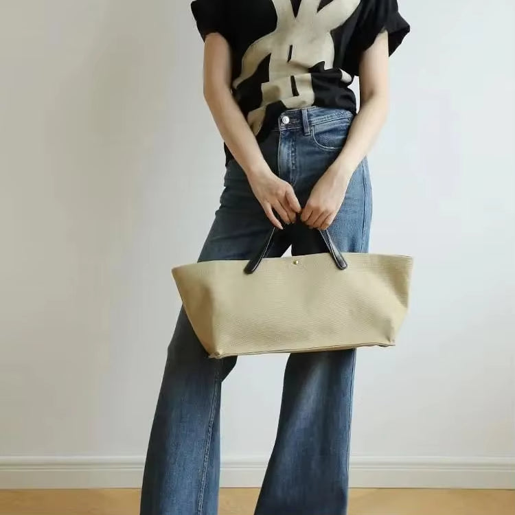 Women's Canvas Leather Totes Handbag Commuting Shoulder Crossbody Armpit Bag Leisure Versatile Casual Chic Stylish Clutch