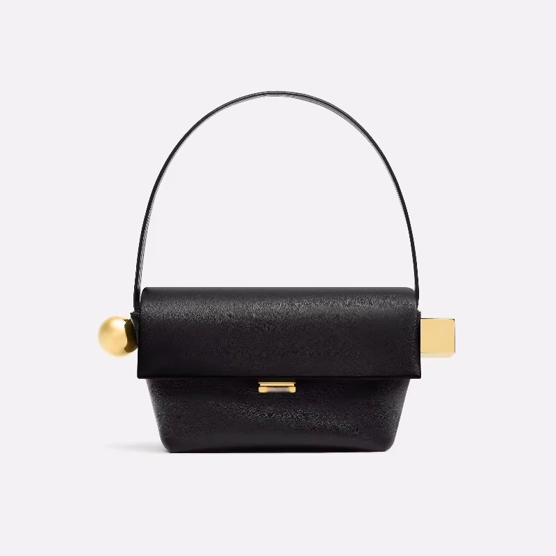 Women's Shoulder Bag with Flap, Solid Color Fashion Top Handle bag with Metal, Women's Luxury Design Handbag for Everyday Style