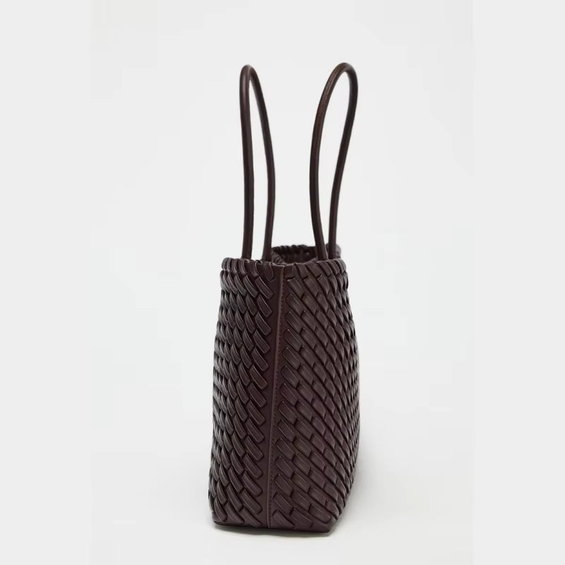 ELONGATED WOVEN SHOPPER BAG Fashionable Top Handle Tote Bag, Women's Shoulder Handbags Luxury Design for Everyday Style